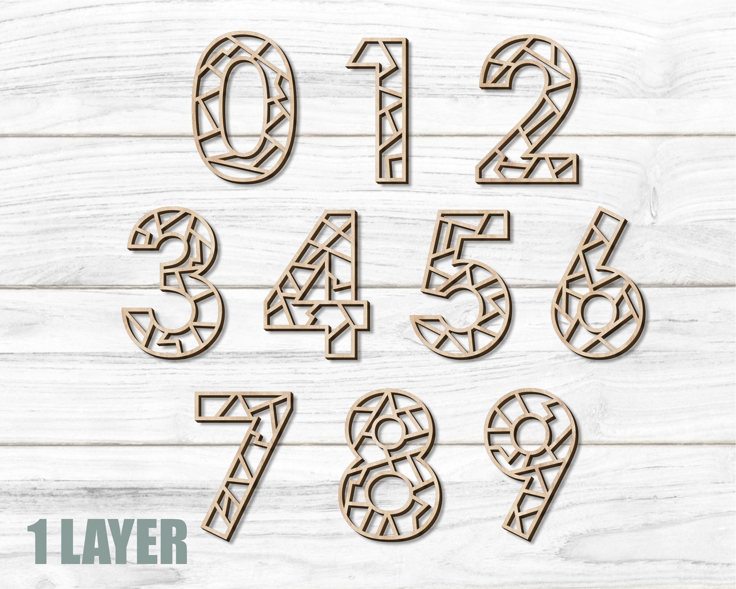 Geometric Numbers Svg Laser Cut File Layered Numbers Svg Etsy UK