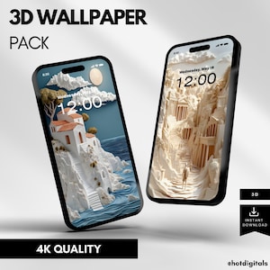 3D Coastal Greece Phone Wallpaper, Moody Mediterranean Landscape wallpaper iPhone iOS Android
