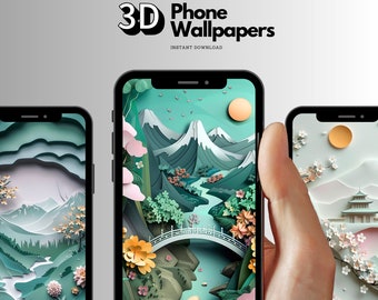 Stunning Japanese Nature Mountains 3D Realistic Phone Wallpapers, Majestic Japan Peaks Landscape Hyperrealistic iPhone Screens iOS
