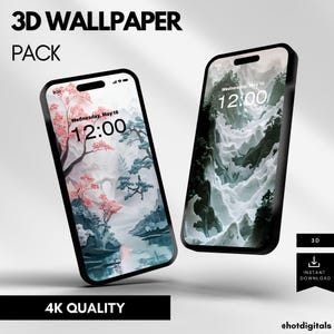 Japanese Nature Stunning Mountains 3D Realistic Phone Wallpapers, Striking Blossom Landscape Hyperrealistic iPhone Screens iOS