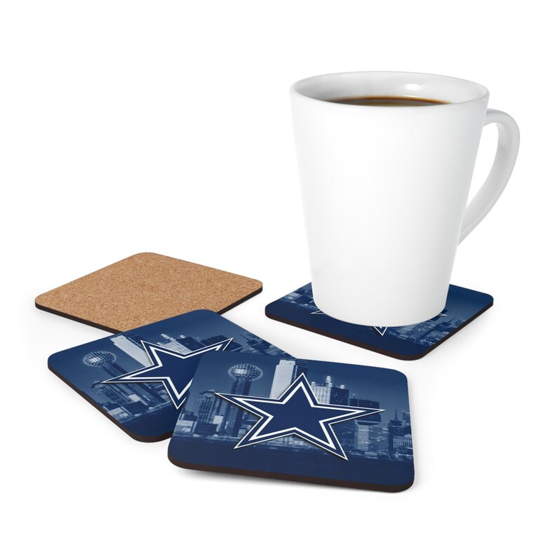 Dallas Cowboys Corkwood Coaster Set Dallas Cowboys Gift for Fan Dallas