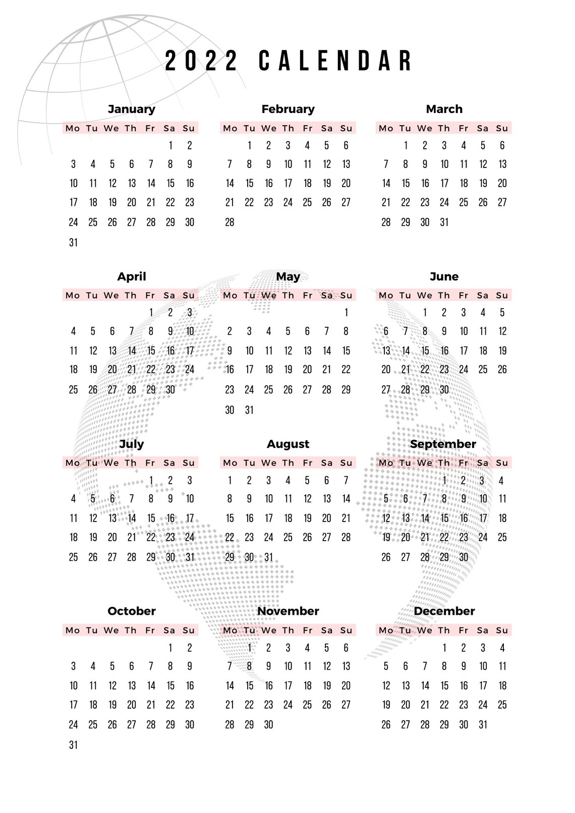 2022-2025 Calendar Printable, Simple Calendar, Digital Calendar, One ...