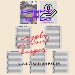 Crypto Notes Crypto Password Keeper Printable For Recovery Passphrases Crypto Wallet Password Trezor Password Ladger