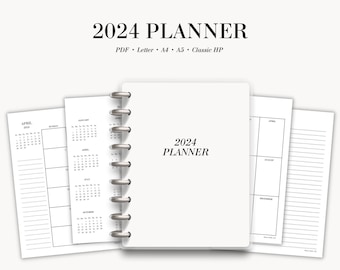 2024 Planner, Dated 2024 Calendar, Planner, 2024 Monthly Calendar, Planner Refills, Printable Planner, Monthly Planner