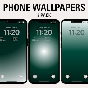 Emerald Green Gradient Phone Wallpapers | Luxe Deep Tones Set | 3 Pack Download | Aura Aesthetic iPhone Android Backgrounds | 00