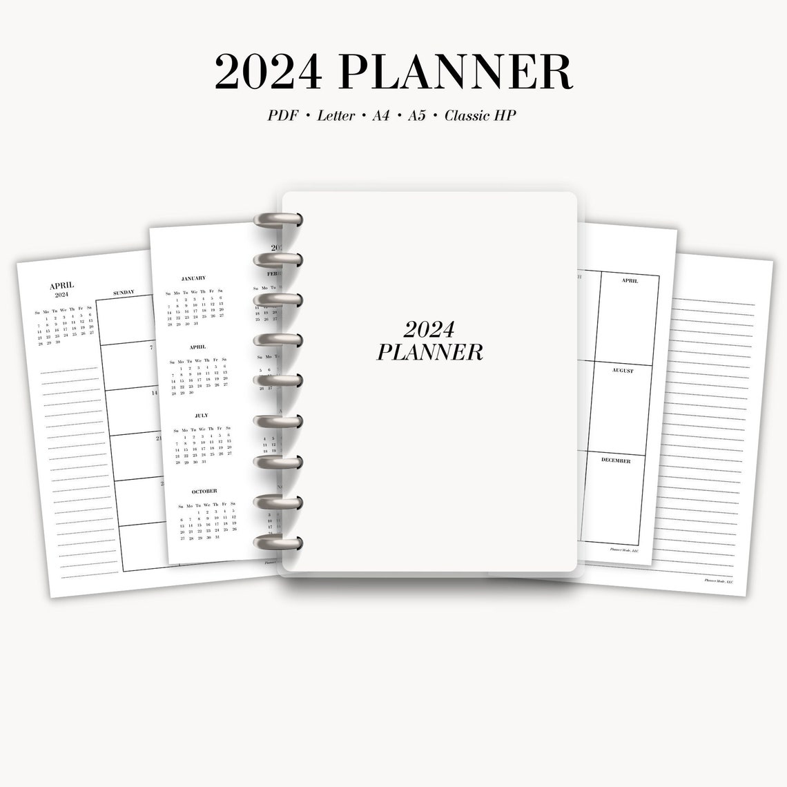 2024 Planner, Dated 2024 Calendar, Planner, 2024 Monthly Calendar