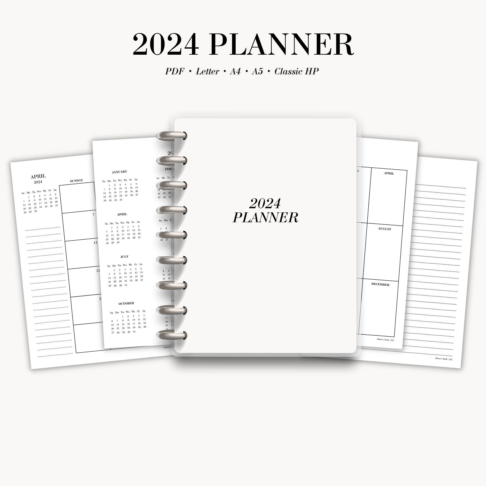 2024 Planner, Dated 2024 Calendar, Planner, 2024 Monthly Calendar