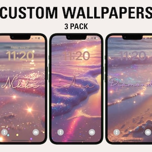 Sunset Beach Iridescent Wallpapers | Dreamy Ocean Phone Backgrounds | 3 Pack Aesthetic Digital Wallpaper Set | 0045