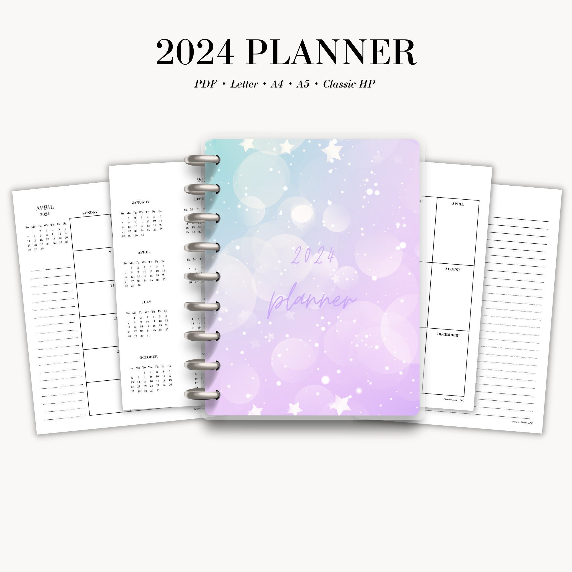 2024 Planer, datiert 2024 Planer, 2024 Monatskalender, Planer Refills