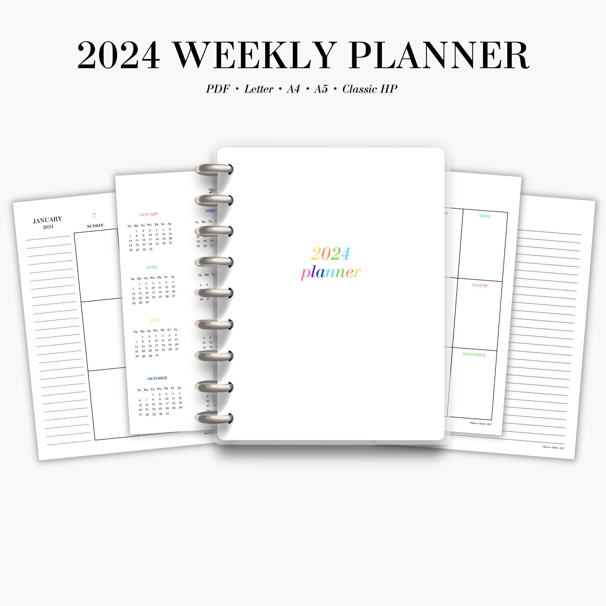 2024 Weekly Planner, Dated 2024 Planner, 2024 Weekly Calendar, Planner