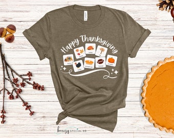 Happy Thanksgiving with symbols | Special Education Teacher Tee | ABA | Speech Therapist Tshirt
