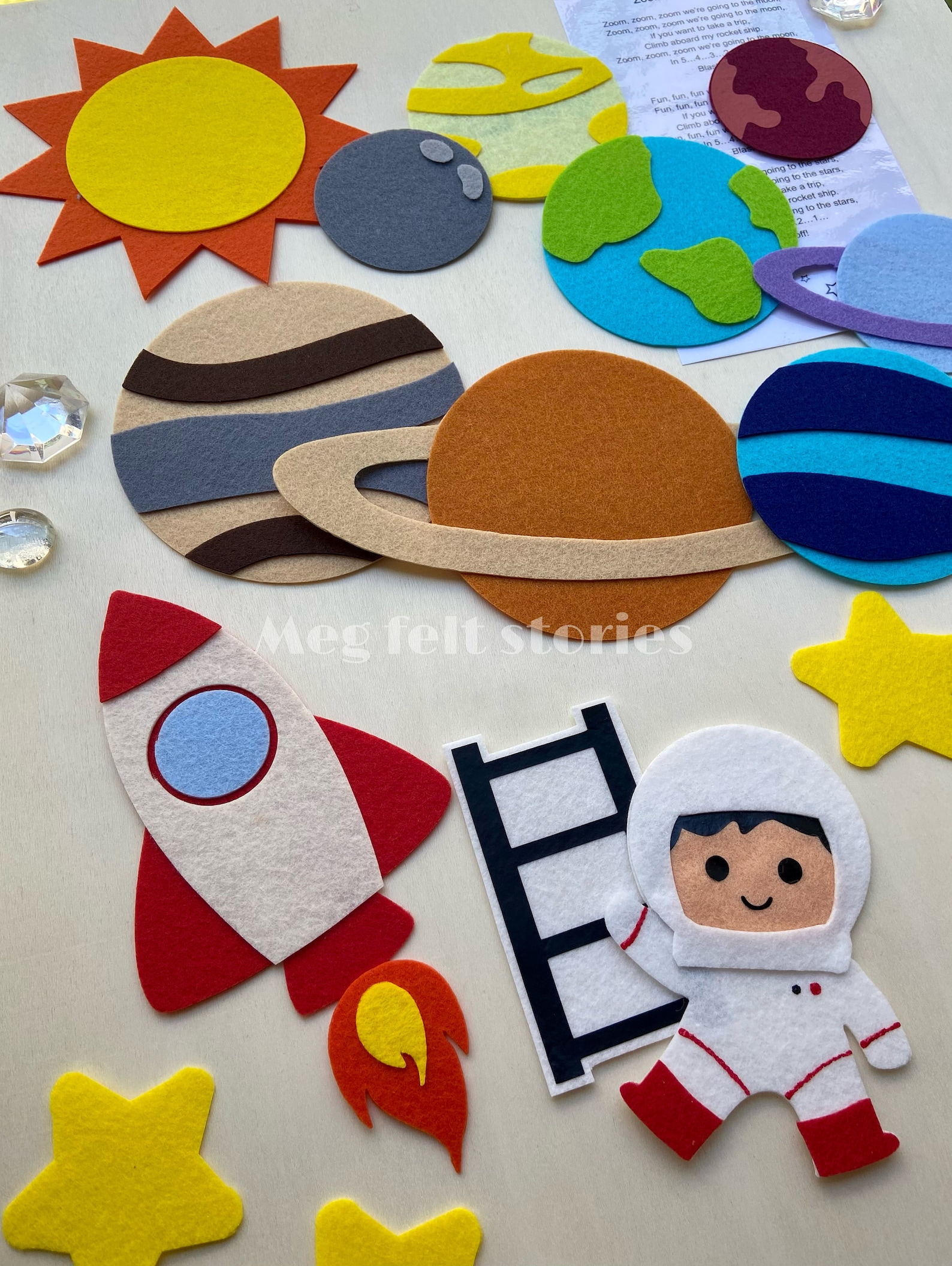 Solar System Felt Set, Zoom Zoom Zoom, Planets Felt Story, Flannel ...