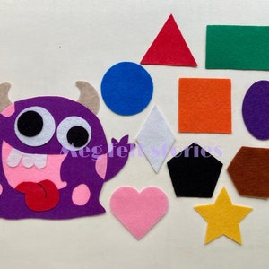 Shape monster felt set, felt story, flannel board story, teacher resource, color, shape, preschool activity
