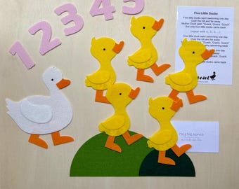 Five Little Ducks Felt Story: Flannel Board Learning Resource
