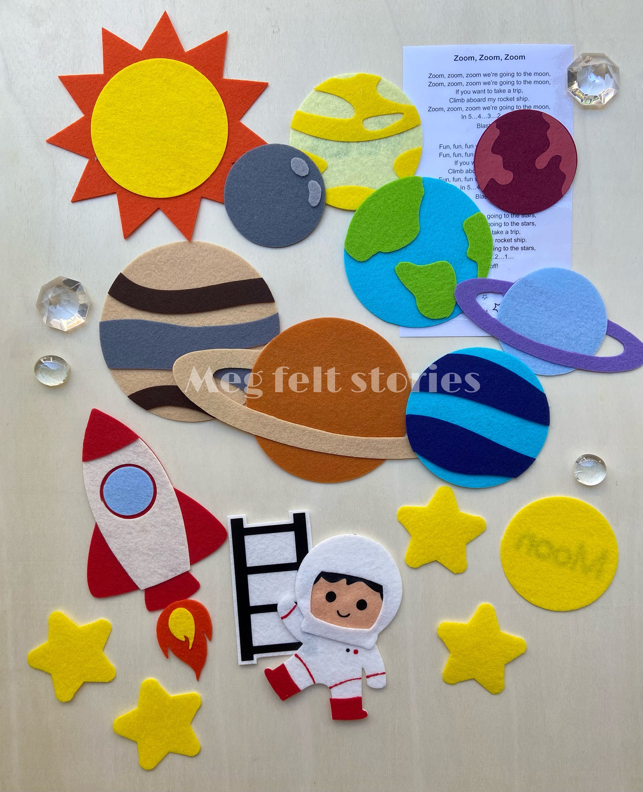 Solar System Felt Set, Zoom Zoom Zoom, Planets Felt Story, Flannel ...
