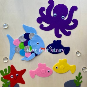 レインボーフィッシュフェルトストーリーセット：教師用リソース、フランネルボード