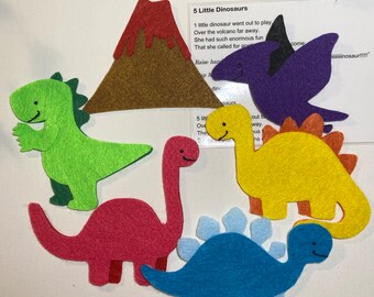 Five Little Dinosaurs Jumping on the Bed Felt Story/ece/circle 