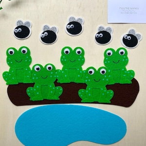 Vijf groen gespikkelde kikkers Felt Story: flanelbordset
