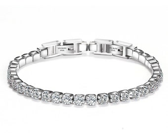 Silver Tennis Bracelet for Women | Cubic Zirconia Diamonds | Timeless Gift for Her