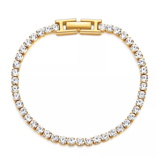 Gold Tennis Bracelet for Women | Cubic Zirconia Diamonds | Timeless Gift for Her