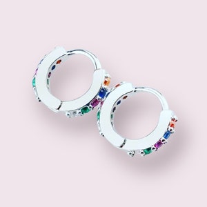 8mm Multicoloured Tiny Hoop / Huggie Earrings | Holiday Special Gift for Her