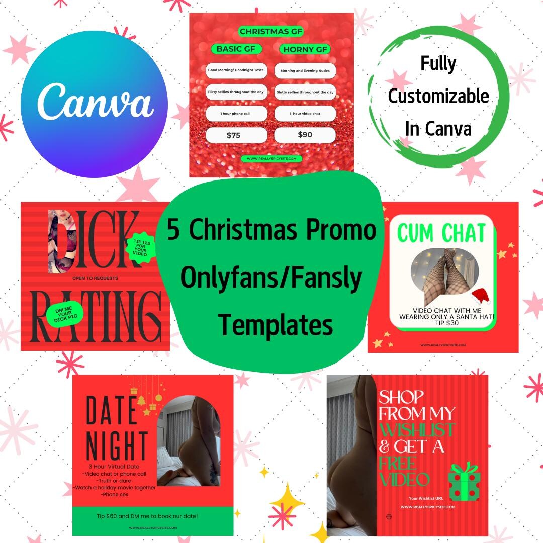 Onlyfans Christmas Bundle 5 Promo Templates for Onlyfans Fansly Spicy Content Canva Template