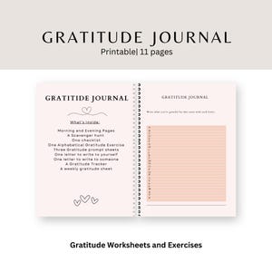 Gratitude Journal, 11 Gratitude Worksheets, Mental Health, Therapist Resource, Mindfulness gratitude exercise, self care journaling