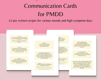 Pre-written PMDD Communication Cards, PMDD Luteal Coping Tools, PMDD Coping Cards, Couples Communication