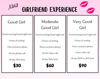 Girlfriend Experience Tip Menu OnlyFans, Fansly, Spicy Site, Content Creator, Camming, GFE