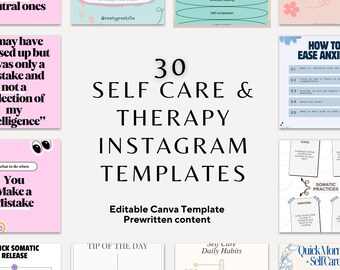 セルフケアセラピーのソーシャルメディア編集可能テンプレート30選 | Instagram、Facebook、Twitter、ソーシャルメディア投稿コンテンツセラピストメンタルヘルス投稿