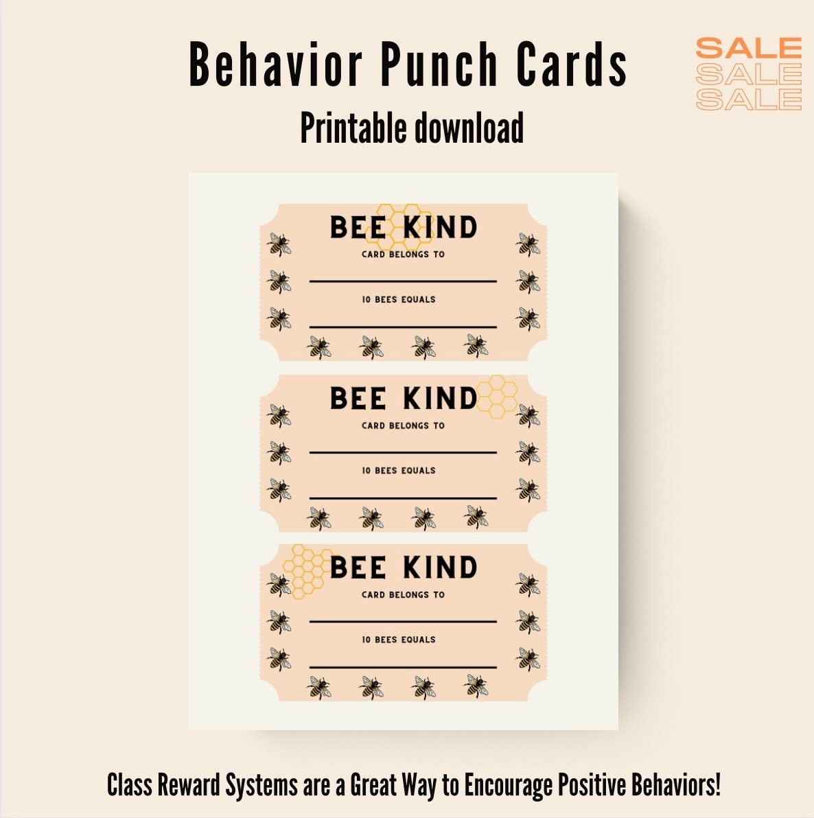 Editable Behavior Punch Cards School Theme