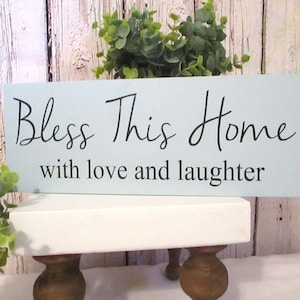 Charming Farmhouse Decor: &#39;Bless This Home&#39; Wooden Sign with Heartfelt Quote
