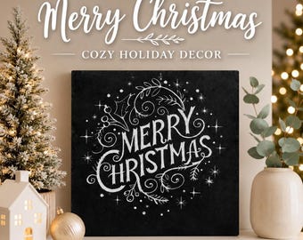 Merry Christmas Wood Sign - Hand Painted Christmas Decor - Farmhouse Holiday Sign - Shelf Sitter - Rustic Christmas Decoration - Gift Idea