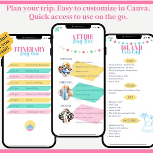Mobile Travel Itinerary| Vacation Planner | Digital Canva | Trip Schedule | Printable Travel Itinerary | Planner for Holiday | Birthday Trip