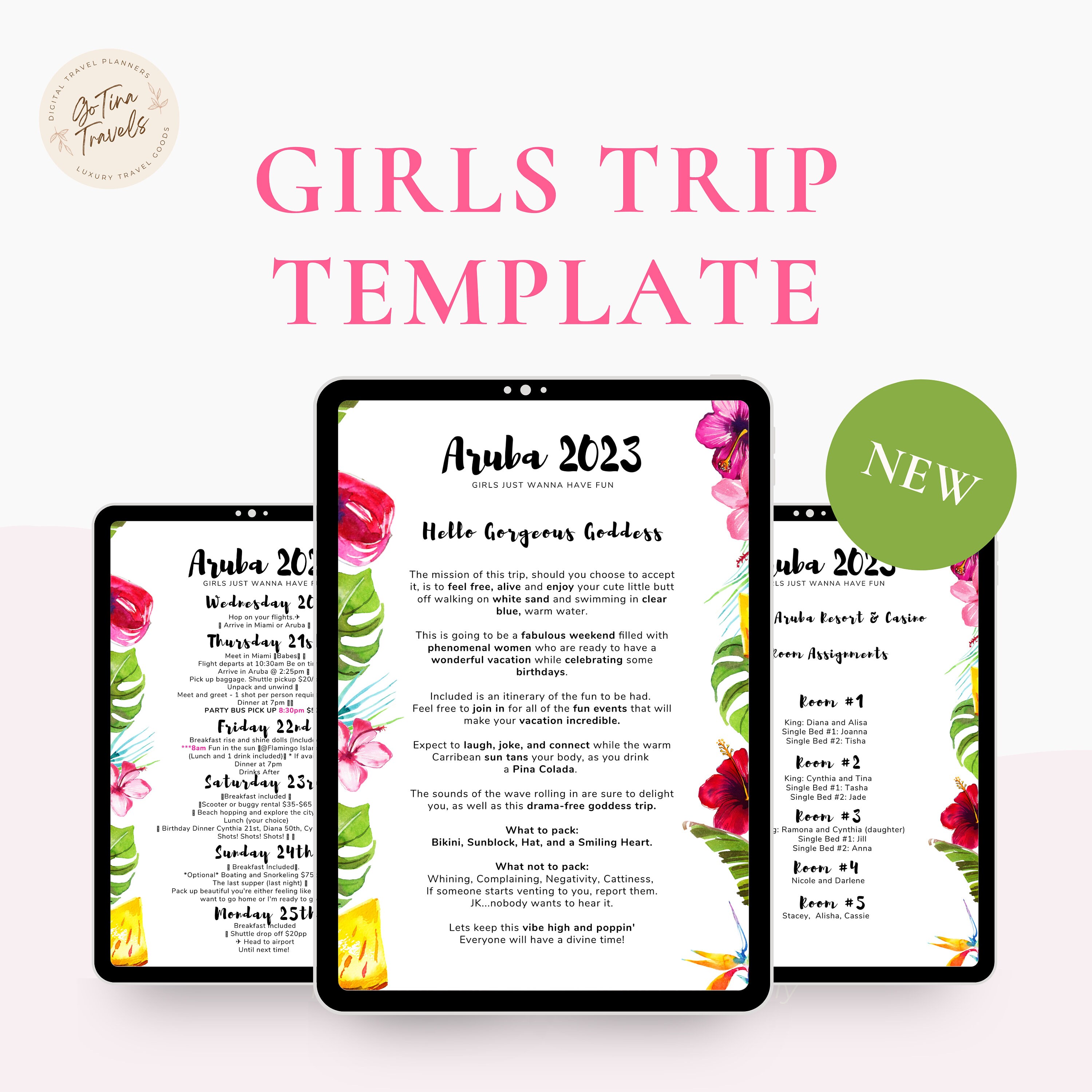Bachelorette Party Itinerary Girls Trip Digital Planner Island Party