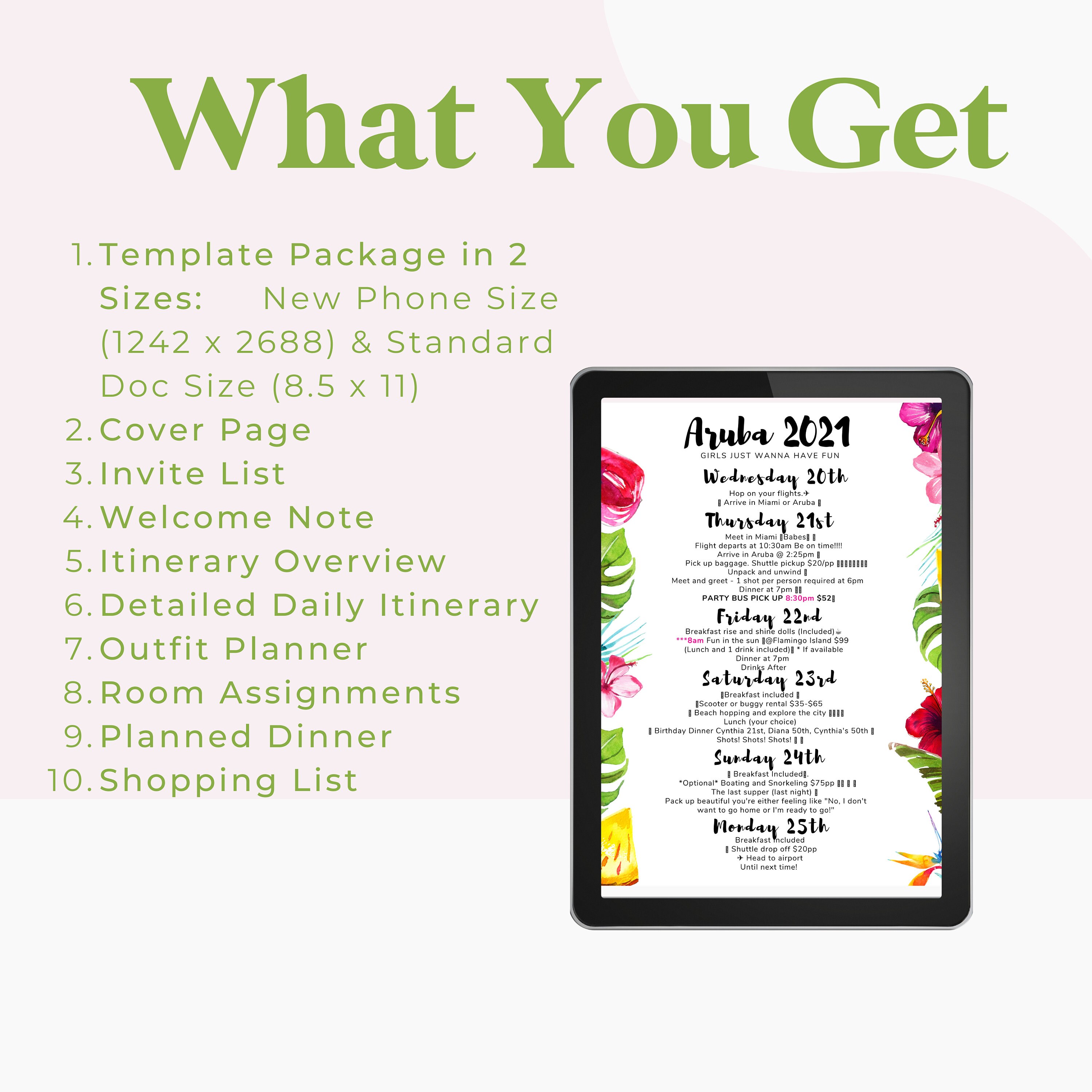 Bachelorette Party Itinerary Girls Trip Digital Planner Island Party