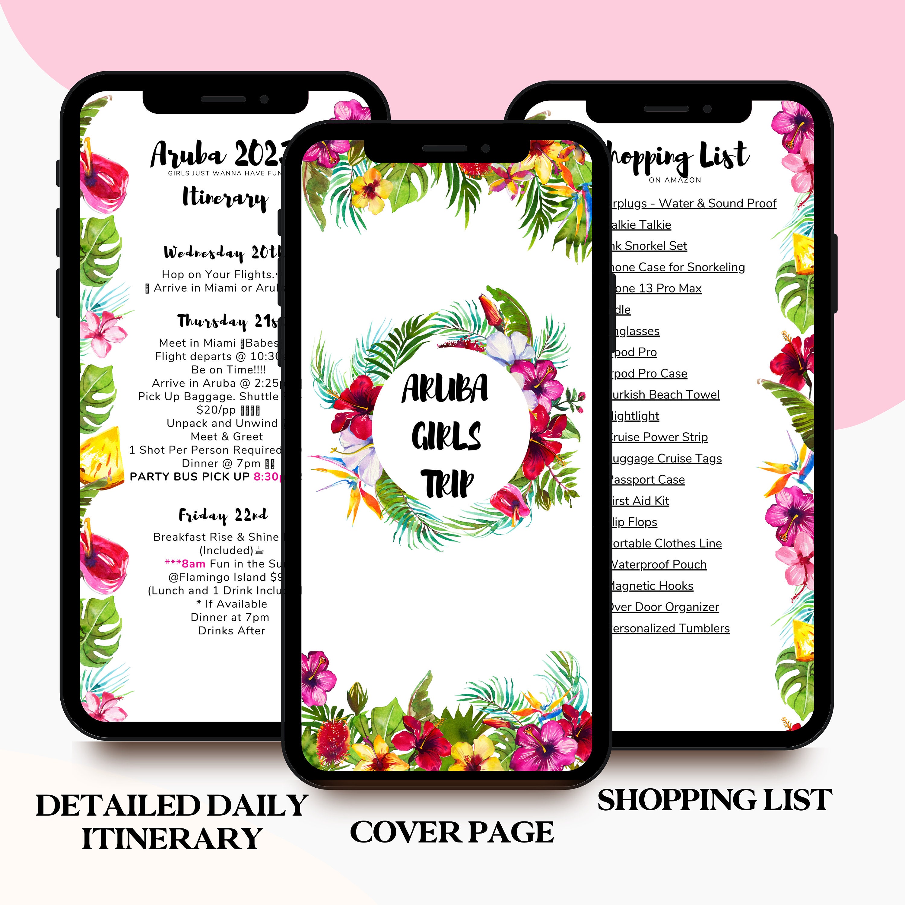 Bachelorette Party Itinerary Girls Trip Digital Planner Island Party
