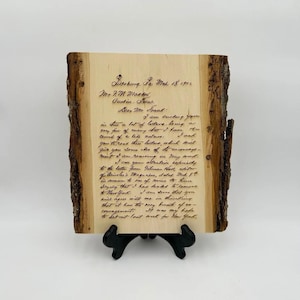 Carta escrita a mano, regalo de aniversario, placa de madera grabada personalizada, votos matrimoniales, carta grabada en madera, poema personalizado, regalo para la madre, funeral