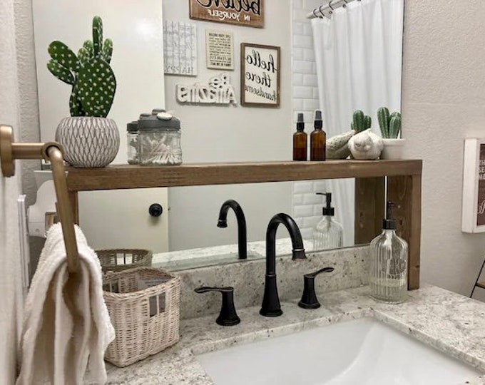 Wood Kitchen Counter Shelf, Over Sink Bathroom Counter Shelf, Shelf ...