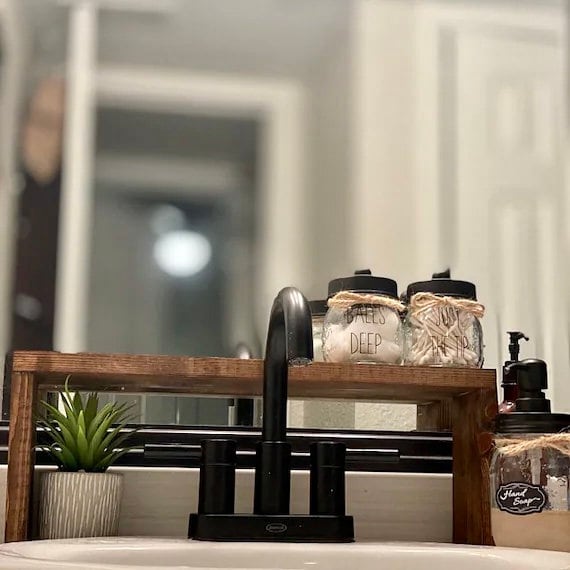 Over the Sink Shelf, Over the Stove Spice Rack, Farmhouse, Bathroom Decor,  Rustic, Bathroom Storage, Wood Shelf, Bathroom Shelf, Plant Shelf 