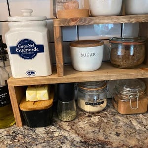 Rangement de cuisine, support à épices sur la cuisinière, décoration de salle de bain, rustique, contremarche pour aliments, rangement de salle de bain, étagère en bois, étagère de salle de bain, étagère pour plantes