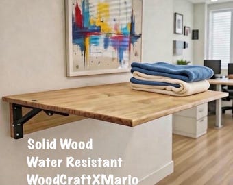 Solid Wood Folding Wall Mounted Desk – Space Saving Work Surface