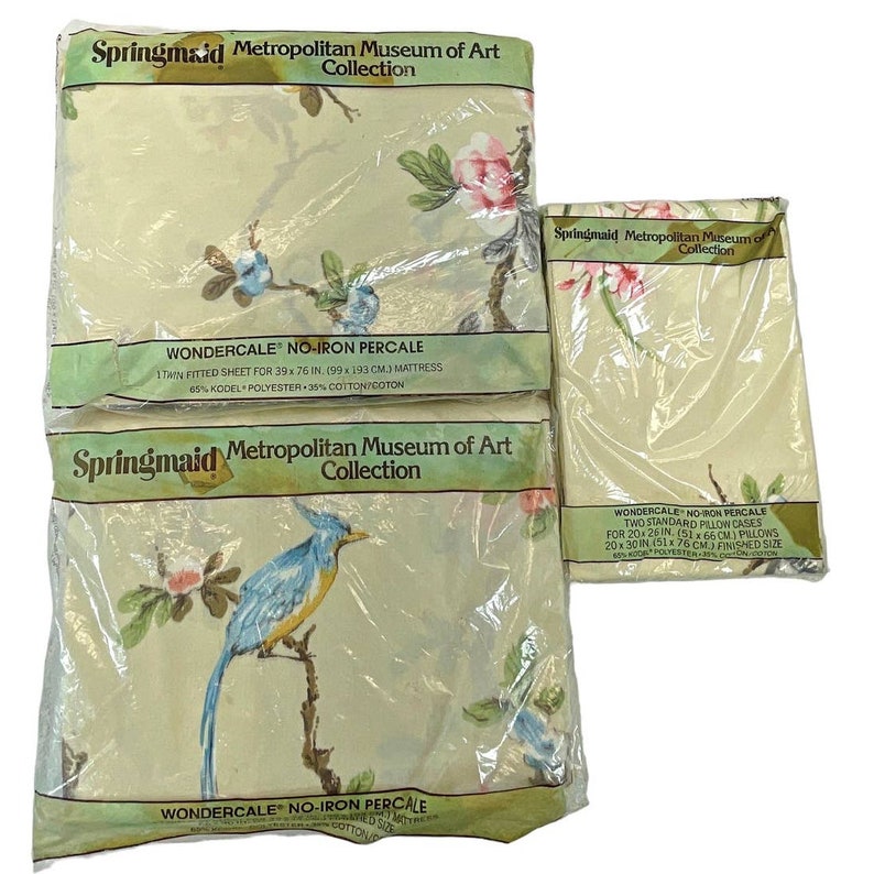 Springmaid Metropolitan of Art PALACE GARDEN Percale Twin Flat Fitted