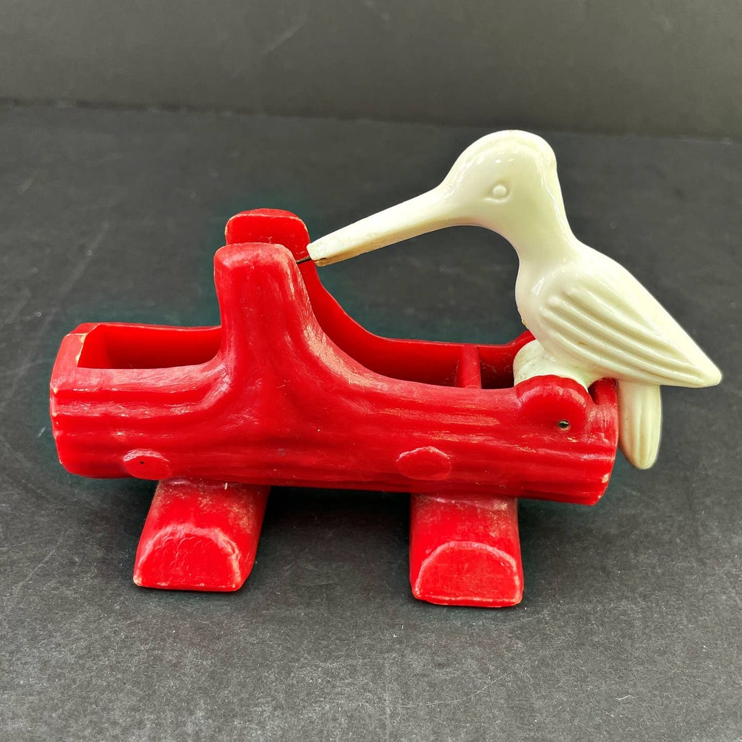 Vintage Woodpecker Toothpick Holder Mechanical Grabber Heavy Etsy