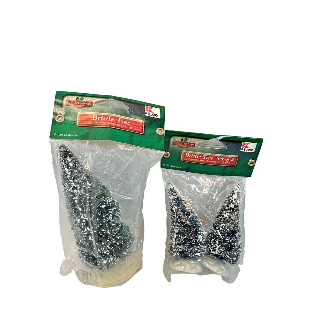 NIP Vintage Bristle Bottlebrush Trees 2pkgs 3 Total Snowy Snow