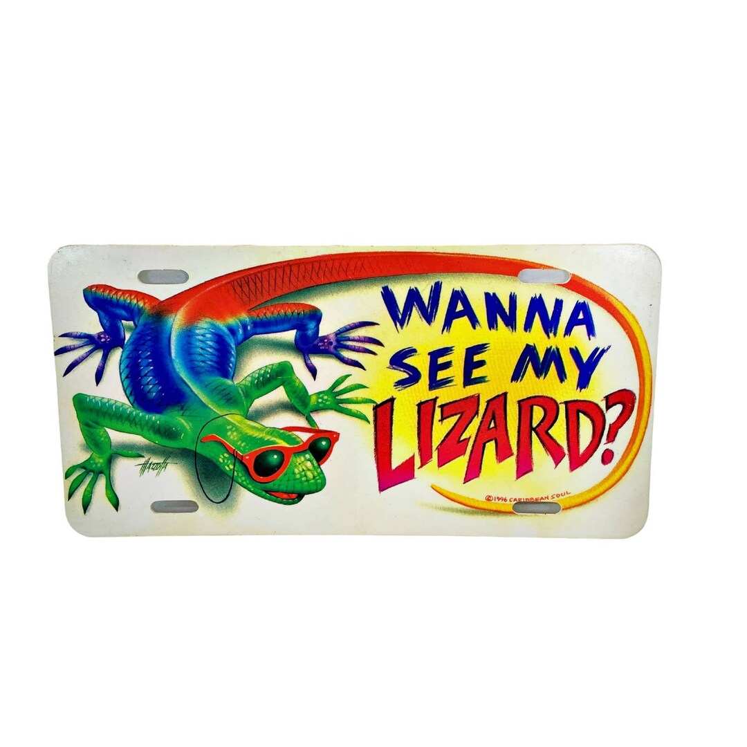 Vintage 90s Wanna See My Lizard License Plate Tropical Etsy