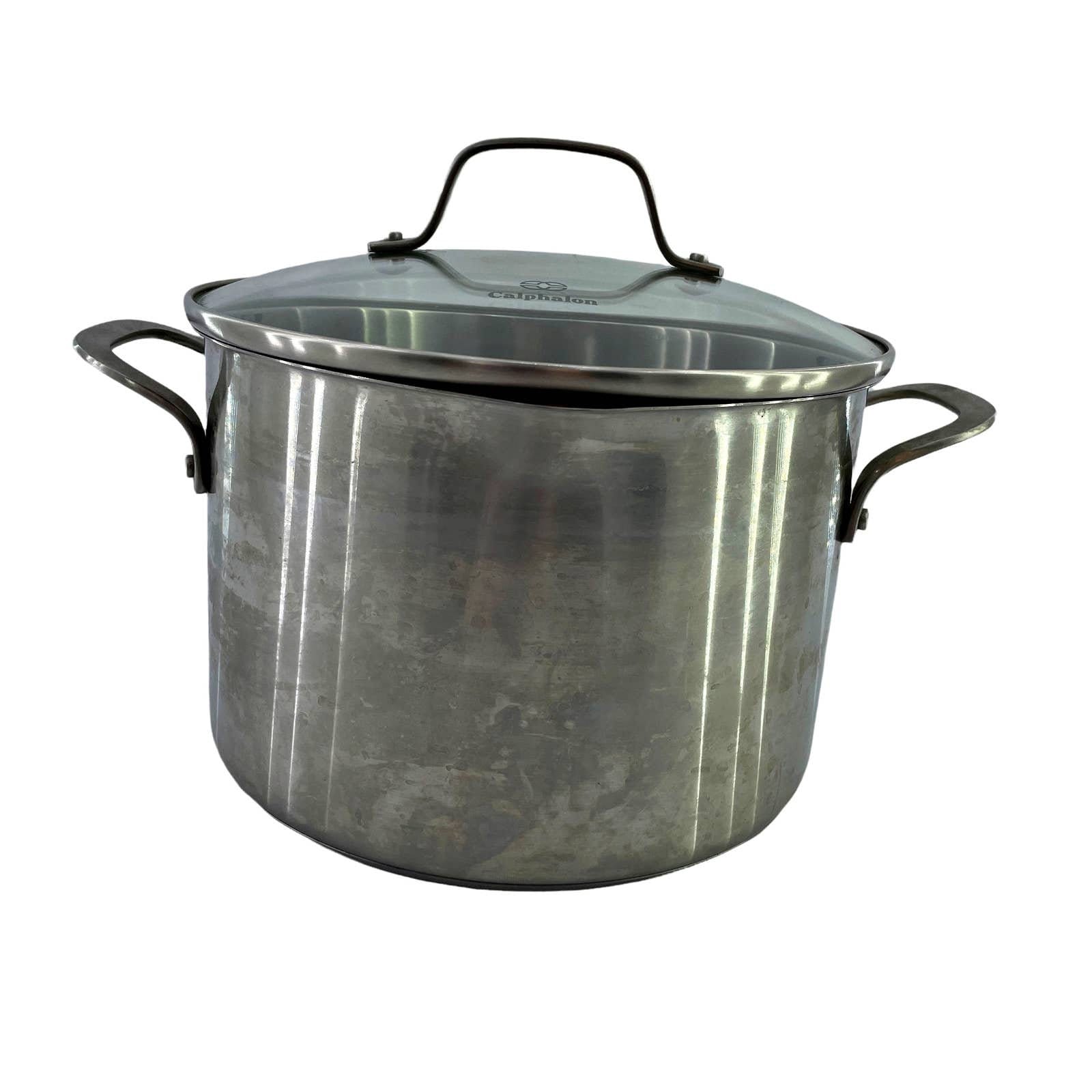 Calphalon 6 Qt Cooking Stainless Steel Stock Pot With Glass Lid 806 Heavy 