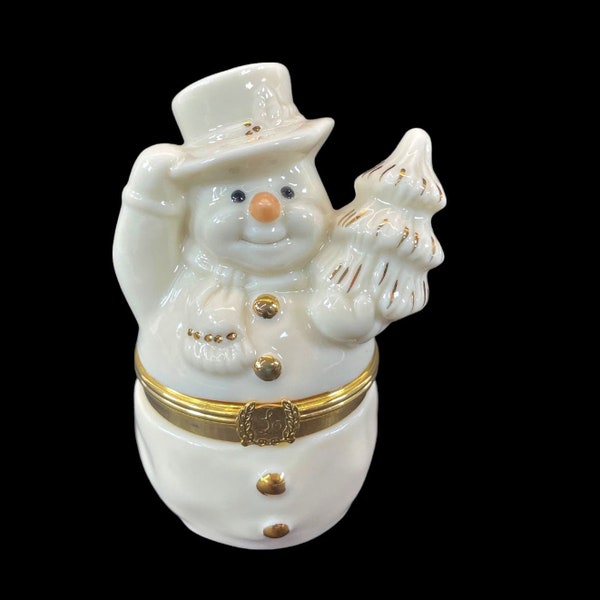 Lenox Snowman Treasure Surprise Box Porcelain First Edition Trinket Christmas