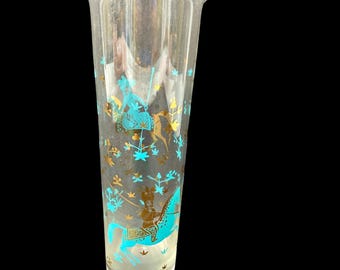 VTG Cera Cora Polo Blue Persians Double Spout Cocktail Pitcher MCM Atomic Martini