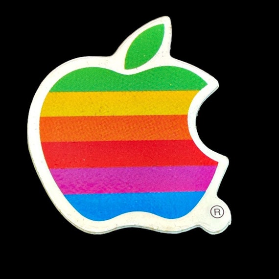 Vintage Apple Computer Lapel Shirt Rainbow Logo Large